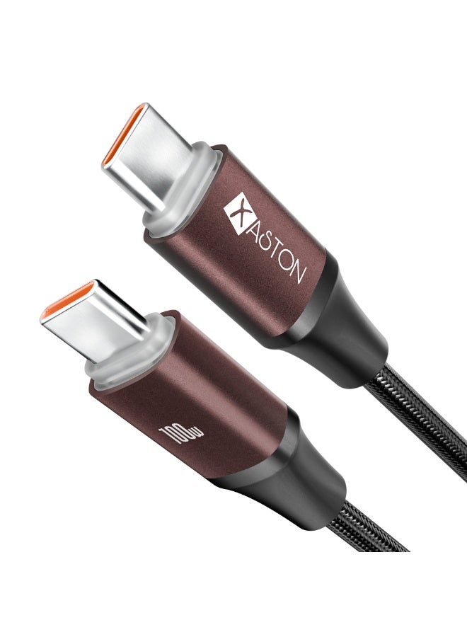 XASTON Type-C to Type-C Cable With 100W Fast Charging, Power Delivery Data & Charging Cable, Metal Braided USB-C Cable, Durable High Speed Transfer, Compatible with MacBook, Laptop, Smartphone and USB-C Devices (NCC14) - Image 1